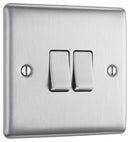 BG NBS42 Nexus Metal Brushed Steel Double Switch, 10Ax 2 Way