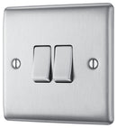 BG NBS42 Nexus Metal Brushed Steel Double Switch, 10Ax 2 Way
