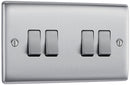 BG NBS44 Nexus Metal Brushed Steel Quadruple Switch, 10Ax 2 Way