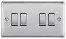 BG NBS44 Nexus Metal Brushed Steel Quadruple Switch, 10Ax 2 Way