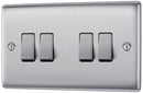 BG NBS44 Nexus Metal Brushed Steel Quadruple Switch, 10Ax 2 Way