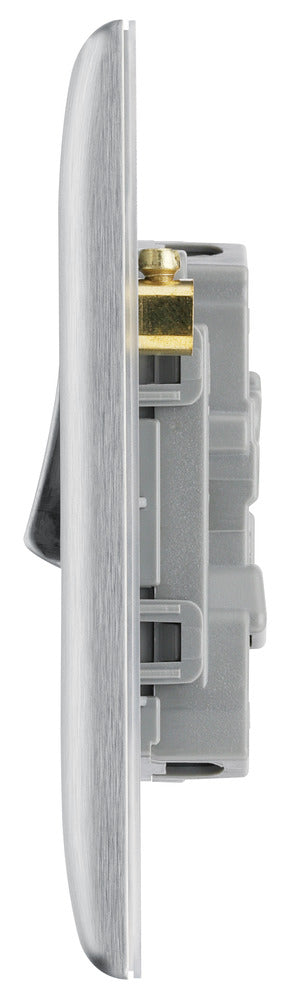 BG NBS44 Nexus Metal Brushed Steel Quadruple Switch, 10Ax 2 Way