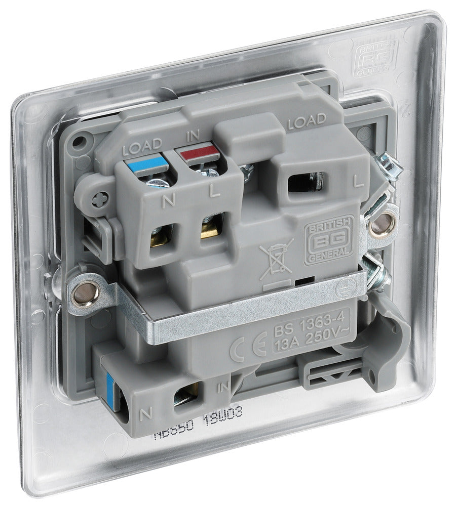 Nbs50 Rear View BG NBS50 Nexus Metal Brushed Steel Switched 13A Fused Connection Unit
