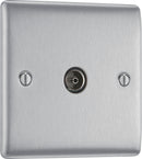BG NBS60 Nexus Metal Brushed Steel Single Socket for Tv or FM Co-Axial Aerial Connection