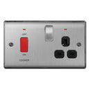BG NBS70B Nexus Metal Brushed Steel 45A Cook. Control Unit w- Swi. 13A Power Skt. + Neon
