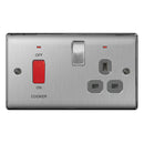 BG NBS70G Nexus Metal Brushed Steel 45A Cook. Control Unit w- Swi. 13A Power Skt. + Neon