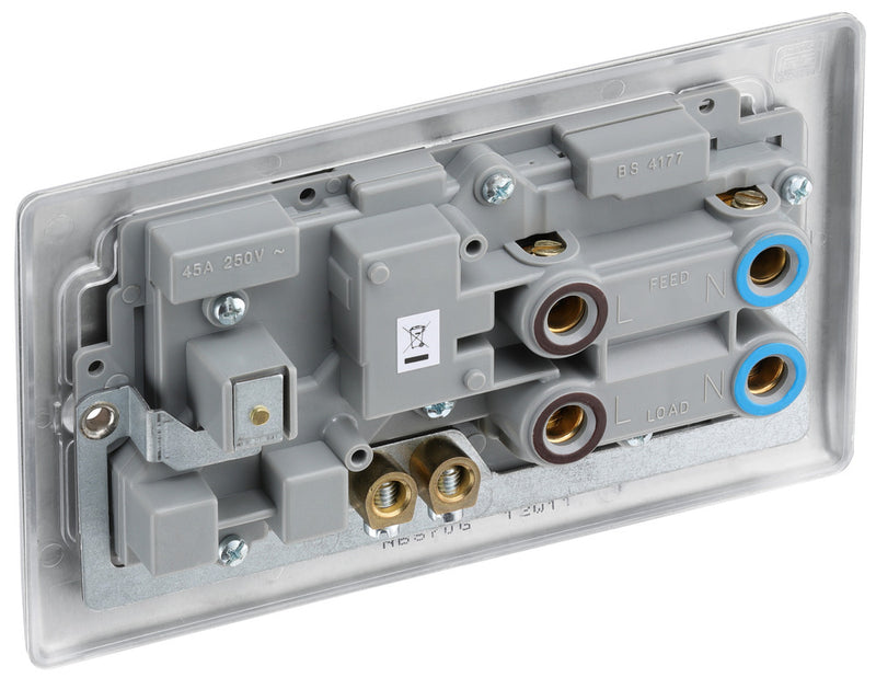 BG NBS70G Nexus Metal Brushed Steel 45A Cook. Control Unit w- Swi. 13A Power Skt. + Neon