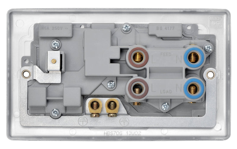 BG NPC70W Nexus Metal Polished Chrome 45A Cook. Control Unit w- Swi. 13A Power Skt. + Neon