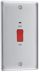 BG NBS72 Nexus Metal Brushed Steel 45A Rectangular Cooker Control Unit, With Power Indicator