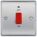 BG NBS74 Nexus Metal Brushed Steel 45A Square Cooker Control Unit, With Power Indicator