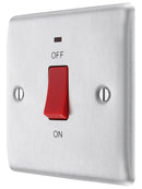 BG NBS74 Nexus Metal Brushed Steel 45A Square Cooker Control Unit, With Power Indicator