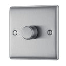 BG NBS81 Nexus Metal Brushed Steel 400W Intelligent Single Dimmer Switch, 2-Way Push On-Off