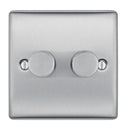 BG NBS82 Nexus Metal Brushed Steel Intelligent 400W Double Dimmer Switch, 2-Way Push On-Off