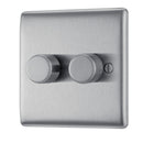 BG NBS82 Nexus Metal Brushed Steel Intelligent 400W Double Dimmer Switch, 2-Way Push On-Off