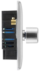 BG NBS82 Nexus Metal Brushed Steel Intelligent 400W Double Dimmer Switch, 2-Way Push On-Off