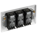 BG NBS83 Nexus Metal Brushed Steel Intelligent 400W Triple Dimmer Switch, 2-Way Push On-Off