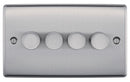 BG NBS84 Nexus Metal Brushed Steel Intelligent 400W Quadruple Dimmer Switch, 2-Way Push On-Off