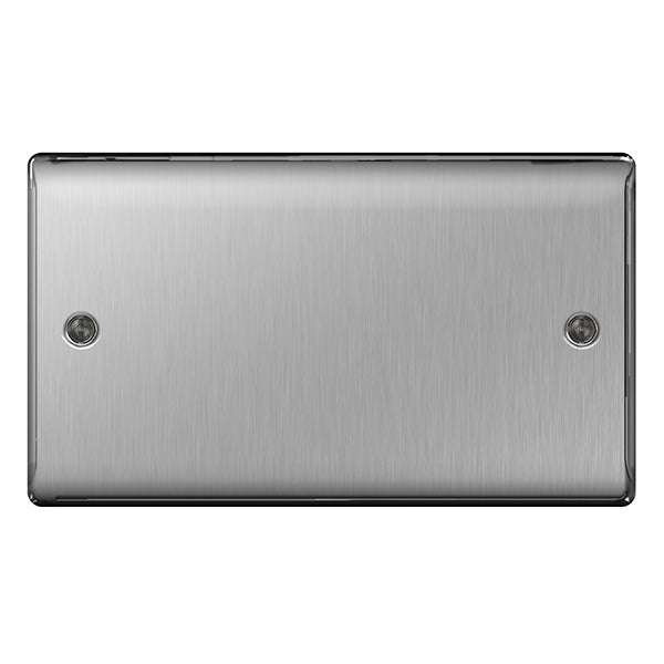BG NBS95 Double Blank Plate in Brushed Steel Finish