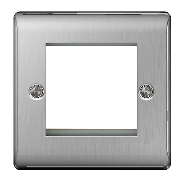 BG NBSEMS2 Nexus Metal Brushed Steel Double Square Front Plate