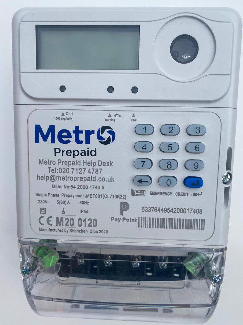 Metro MET001 Single Phase Prepaid Meter (CL710K22)