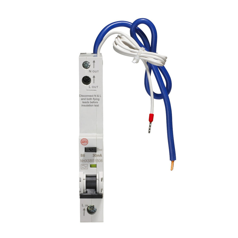 Wylex NHXSBS1B06 6A  30mA Single Pole + Neutral B Curve 6kA Type A RCBO