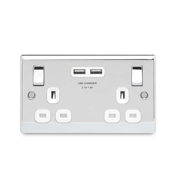 Two Power Socket Double Power Sockets & Plugs - Range of Colours & Styles