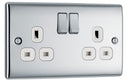 BG NPC22W Nexus Metal Polished Chrome Double Switched 13A Power Socket