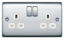 BG NPC22W Nexus Metal Polished Chrome Double Switched 13A Power Socket