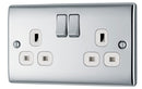 BG NPC22W Nexus Metal Polished Chrome Double Switched 13A Power Socket