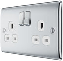 BG NPC22W Nexus Metal Polished Chrome Double Switched 13A Power Socket
