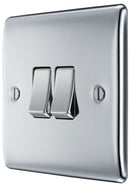 BG NPC42 Nexus Metal Polished Chrome Double Switch, 10Ax 2 Way