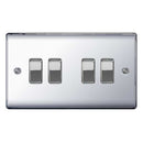 BG NPC44 Nexus Metal Polished Chrome Quadruple Switch, 10Ax 2 Way
