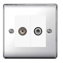BG NPC65 Nexus Metal Polished Chrome Twin Satellite + Co-Axial Aerial Socket