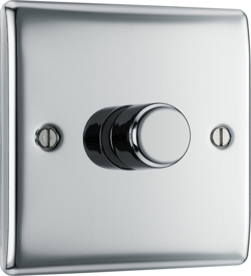 BG NPC81 Nexus Metal Polished Chrome 400W Intelligent Single Dimmer Switch, 2-Way Push On-Off