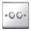 BG NPC82 Nexus Metal Polished Chrome Intelligent 400W Double Dimmer Switch, 2-Way Push On-Off