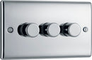 BG NPC83 Nexus Metal Polished Chrome Intelligent 400W Triple Dimmer Switch, 2-Way Push On-Off