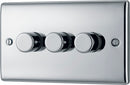 BG NPC83 Nexus Metal Polished Chrome Intelligent 400W Triple Dimmer Switch, 2-Way Push On-Off