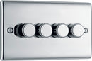 BG NPC84 Nexus Metal Polished Chrome Intelligent 400W Quadruple Dimmer Switch, 2-Way Push On-Off