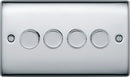 BG NPC84 Nexus Metal Polished Chrome Intelligent 400W Quadruple Dimmer Switch, 2-Way Push On-Off