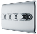 BG NPC84 Nexus Metal Polished Chrome Intelligent 400W Quadruple Dimmer Switch, 2-Way Push On-Off
