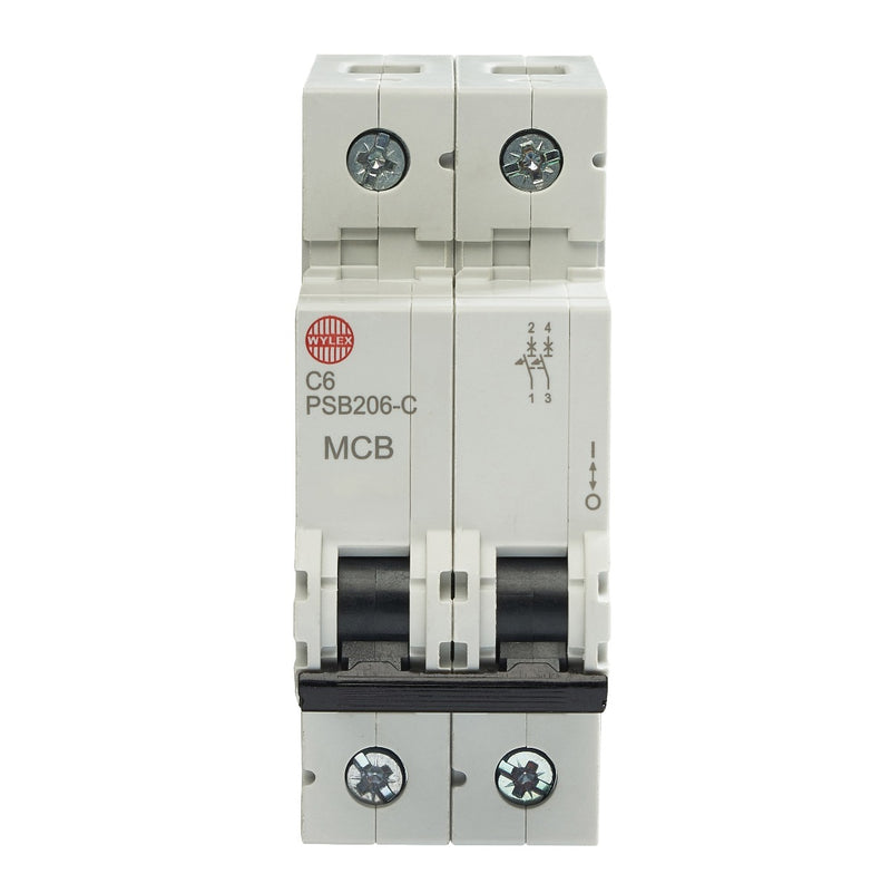 Wylex Legacy PSB206-C 6A, C-Type Double Pole MCB