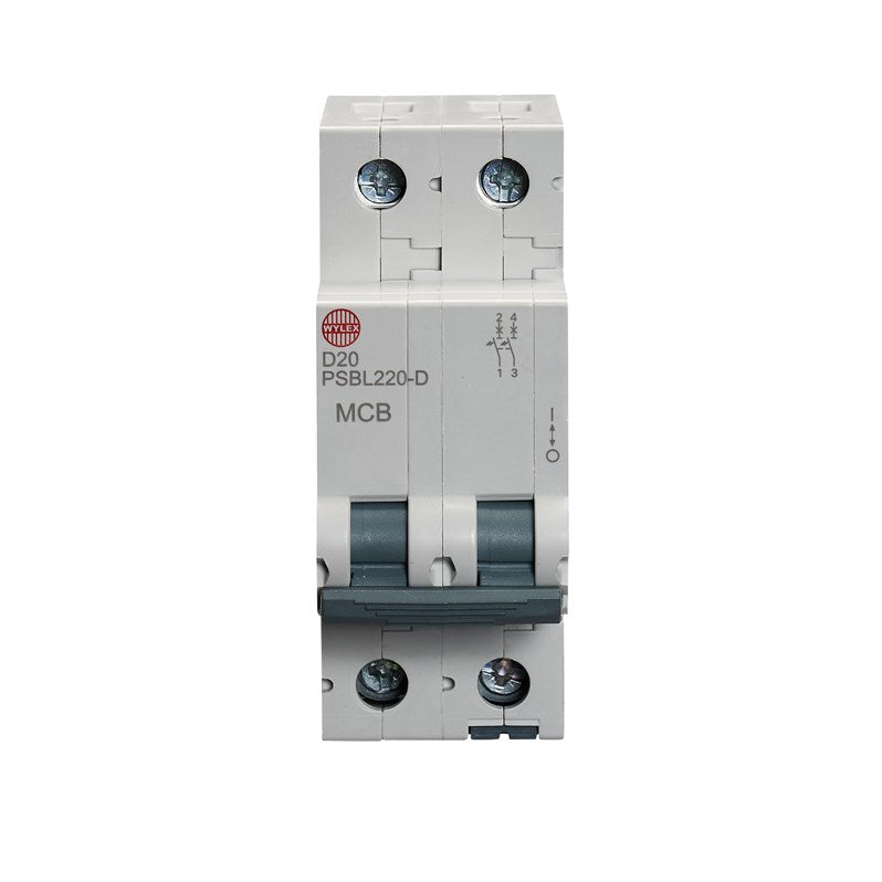 Wylex PSBL220-D 20A, D-Type Double Pole MCB