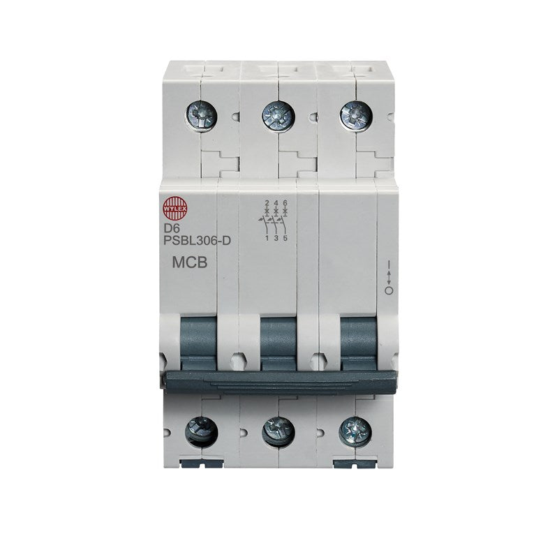 Wylex PSBL306-D 6A, D-Type Triple Pole MCB