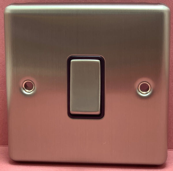 Quadrant Decor Single Light Switch 2-way 10A Satin Chrome & Black Insert - QD-3012-SC-B