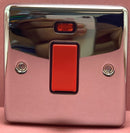 Quadrant Decor 45A Switch with Neon Single Box Size Polished Chrome & Black Insert - QD-3271-PC-B