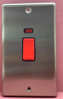 Quadrant Decor 45A Switch with Neon Double Box Size Satin Chrome & Black Insert - QD-3291-SC-B