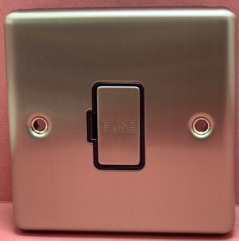 Quadrant Decor Unswitched 13A Fused Spur Satin Chrome & Black Insert - QD-4130-SC-B