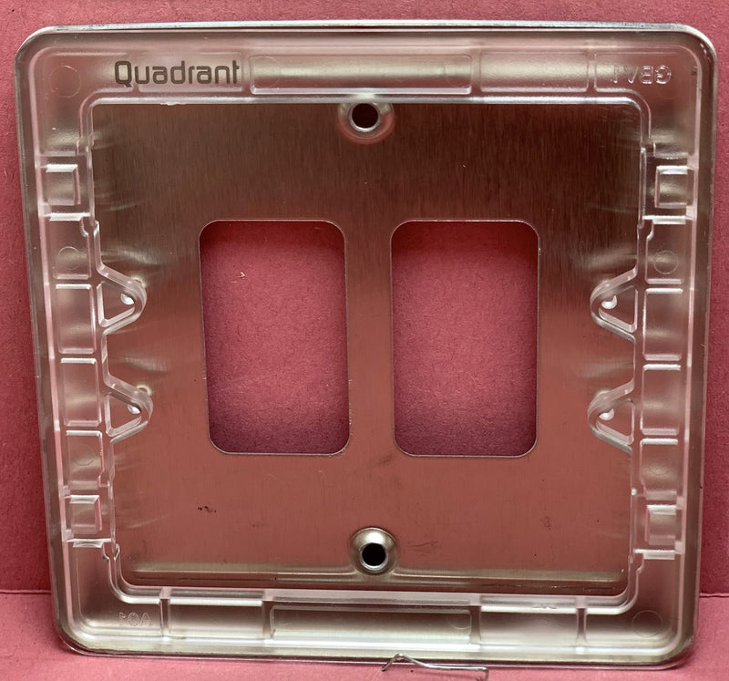 Quadrant Decor 2 Gang Front Plate in Satin Chrome - QD-G2-SC-B