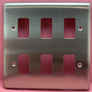 Quadrant Decor 6 Gang Front Plate in Satin Chrome - QD-G6-SC-B