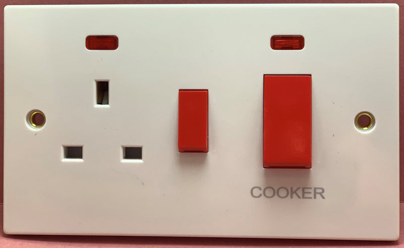 Quadrant XL 45A Cooker Switch With 13A Switched Socket With Neon - QXL331